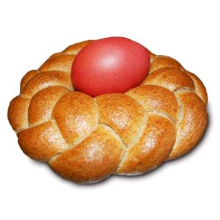 Osternest, Hefeteig (mit gekochtem Ei)