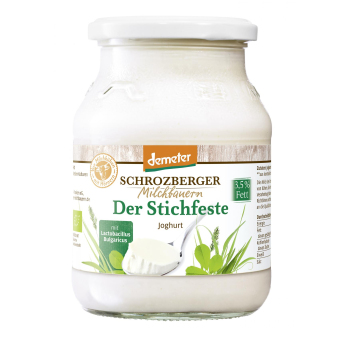 Joghurt natur stichfest demeter 3,5 % im Glas